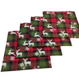 4 Adet Yeniyıl Yılbaşı Desenli Kırlent Kılıfı,Yılbaşı Temalı Home Kırlent Kılıfı,Dekoratif Yastık Kılıfı 40x40 (Kırmızı Yeşil Geyikli)