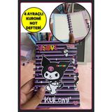 4 Ayraçlı Kuromi Figürlü Mini Cep Not Defteri Notluk - Model 2 - Renkli - standart