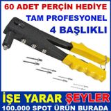4 Başlıklı 60 Perçin Profesyonel Perçin Makinesi