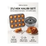 4 Berry 2'li Kek Kalıbı Seti: Dilimli Büyük Kek & 12'li Muffin Kalıbı