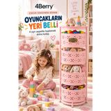 4 Berry 4 Katlı Metal Çok Amaçlı Oyuncak Dolabı ve Düzenleyici Sepet – Oyuncak, Banyo ve Ev Organizeri Pembe