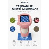 4 Berry 4Berry Taşınabilir Fotoğraf Çekebilen Dijital Mikroskop 1000x – 2.4” IPS Ekran, 2 MP Kamera, 8 LED Işık, Type-C Şarjlı Pembe