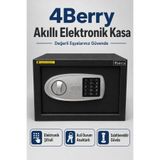 4 Berry Elektronik Şifreli Çelik Kasa – Duvar ve Zemin Montajlı, Acil Anahtarlı, 9 Litre - Siyah