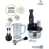 4 Bıçaklı 1500W Güç 1,5 Litre Cam Hazneli Blender & Doğrayıcı- En Güçlü Mutfak Robotu - Gri