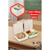 4 Bölmeli Beslenme Kutusu, Çocuk Kahvaltı Saklama Kabı, Öğrenci Okul ve Piknik Beslenme Çantası