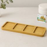 4 Bölmeli Dikdörtgen Bambu Servis Tepsisi 32.8X10X1.4 cm - Renkli