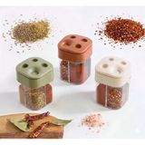 4 Bölmeli Döner Kapaklı Pratik Baharatlık - Modern Tasarım Şeffaf Baharat Kavanozu (1'li, 2'li ve 3'lü Paket Seçenekleri - Karışık Renk) (2)