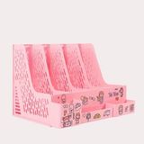 4 Bölmeli Modüler Tasarım Organizer Kalemlikli Magazinlik Klasör Arşiv Kutusu Demonte - Pastel Pembe