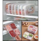 4 Bölmeli Öğünlük Et Sebze Buzluk Saklama Kabı (1 Adet) Dondurulmuş Kuşbaşı Kıyma Kutusu - 100 ml - 079 Buz Beyazı
