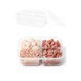 4 Bölmeli Saklama Kabı 2 Adet - 1000ML Buzdolabı Düzenleyici Organizer Saklama Kutusu - 1 lt - Beyaz - Şeffaf