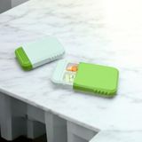 4 Bölmeli Sürgülü Cep Tipi İlaç Kutusu (2 Adet Set) - Kompakt Taşınabilir Vitamin Organizer - Şeker Kamışı Tabanlı Bitkisel PLA Malzeme - Kilitli Mekanizmalı Küçük İlaç Kutusu - 80x50x15mm