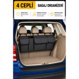 4 Cepli Katlanabilir Oto Bagaj Çantası Bagaj Organizeri Araç İçi Düzenleyici Koltuk Arkası Organizer Siyah