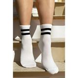 4 Çift Şeritli Unisex Kolej Spor Çorap Seti - Çok Renkli - 36 - 40