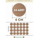 4 cm Çap 24 Adet Supla Amerikan Servis Runner MDF Duralit Magnet Altı Ahşap 3 mm (2,7 mm) Kalınlık