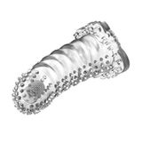 4 cm Uzatmalı Eğik Titreşimli Şeffaf Penis Kılıfı - B1116