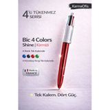 4 Colors Shine Çok Renkli Tükenmez Kalem Kırmızı