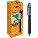 4 Colours Grip Pro Tükenmez Kalem 12'li Kutu, Kauçuk Tutacak, 1.0mm Uç, Tek Kalemde Mavi, Kırmızı, Yeşil ve Siyah Renkler