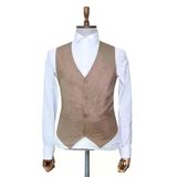 4 Düğmeli Slim Fit Bej Erkek Yelek - Wessi