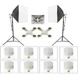 4 Duylu Softbox (2 Adet) + 2 M Işık Ayağı +8 Adet Led Lamba