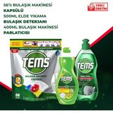 4 Etkili Bulaşık Makinesi Kapsülü 56'lı + Tems Bulaşık Makinesi Parlatıcı 400 ml + Tems Elde Yıkama Bulaşık Deterjanı 500 ml