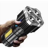 4 Fonksiyonlu Cob LED El Feneri USB Şarjlı El Feneri