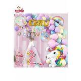 4 Gold Harfli Yaş Unicorn Temalı Iyi Ki Doğdun Makaron Balon Doğum Günü Parti Kutlama Seti Süsü, 33572702857
