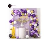 4 Harf Isimli 1 Yaş Macaron Mor Balon Zinciri Seti Gölge Mor Altın Balon Dekorasyon