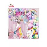4 Harfli 4 Yaş Unicorn Temalı Iyi Ki Doğdun Makaron Balon Doğum Günü Parti Kutlama Seti Süsü