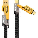 4-In-1 Usb-A Type-C To Lightning + Type-C 65W Hızlı Şarj ve Data Kablosu (1,20MT) - 1 GB - 00-Siyah - Beyaz - Option-1