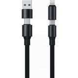 4 In 1 Usb-A+Type-C To Type-C+Lightning Ile Uyumlu Süper Hızlı Şarj ve Data Kablosu SIYAH(YK-K347, 4 In 1) - 1 GB - 00-Siyah - Beyaz - Option-1
