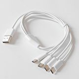 4 In 1 USB Tip-C Şarj Kablosu Çoklayıcı, Beyaz, 1 Metre, Çoklu Cihaz Şarj Kablosu - Çok Renkli
