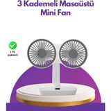 4 Kademeli Hız Ayarlı USB Şarjlı Çift Taraflı Masaüstü Vantilatör - NEXORA8726-7308 - Çok Renkli