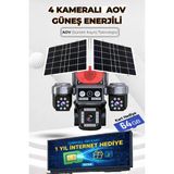 4 Kamera Esım Çift Solar Güvenlik Kamerası Aov 7/24 Kayıt Türkcell Her Ay 10GB 1 Yıl Hediye Sim Kart - Siyah