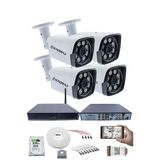 4 Kamera Kadraj Güvenlik Seti - 5Mp Sony Seculens, 1080P Hd Ahd, Gece Görüşü, 8 Ultra Warm Led, Colorvu Teknolojisi, V1