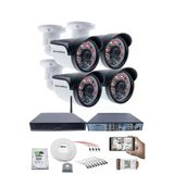 4 Kamera Seti - 5Mp Full Hd Güvenlik Kamerası, 1080P, 6 Atom Led Gece Görüşü, Su Geçirmez, Plastik Kasa, V1
