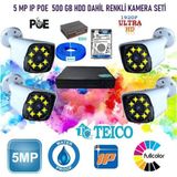 4 Kameralı 5 Mp Ip Poe Güvenlik Kamera Seti Teico- 6545