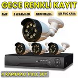 4 Kameralı 8 Warm Ledli 1080P Plastik Kasa Güvenlik Kamera Seti