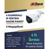 4 Kameralı Dahua Ip Kamera Paket Sistem - 2 Megapiksel Ip Set