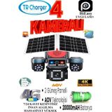 4 Kameralı E-sım Güneş Enerjili Güvenlik Kamerası Çift Güneş Pa