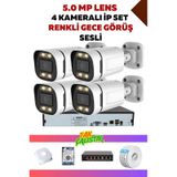 4 Kameralı Set - 5mp Sony Lensli 4.0 Mp Ip Gece Görüşlü Güvenlik Kamerası Sistemi - AA8GA9MHPK