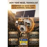 4 Kameralı Solar Panelli Güneş Enerjili Uzaktan Kontrol ,7/24 Aralıksız Kayıt, 2 Solar Panel,Aı