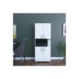 4 Kapaklı 5 Bölmeli 4 Kapılı Çok Amaçlı Dolap Beyaz Mini Fırın Bölmeli Mutfak Dolabı 161X56x32