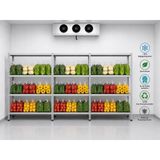 4 Katlı 3'Lü Bitişik Paslanmaz Krom Raf - Inox Soğuk Oda Rafı, Buzhane Rafı 31X93 Cm 200 Cm 0.70 Mm