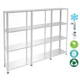 4 Katlı 3'Lü Bitişik Paslanmaz Krom Raf - Inox Soğuk Oda Rafı, Buzhane Rafı 43X93 Cm 100 Cm 1.00 Mm