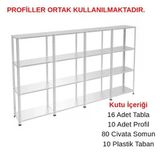 4 Katlı 4'Lü Galvaniz Çelik Raf - Depo, Arşiv, Kiler, Dosya, Market Rafı 43X60 Cm 200 Cm 0.70 Mm