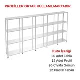 4 Katlı 5'Li Galvaniz Çelik Raf - Depo, Arşiv, Kiler, Dosya, Market Rafı 59X75 Cm 200 Cm 1.50 Mm