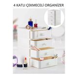 4 Katlı Çekmeceli Takı Kutusu Makyaj Ve Kozmetik Düzenleyici Çekmece Ofis Masa Düzenleyici