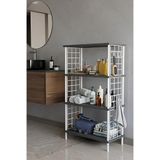4 Katlı Çevir Kur Beyaz Metal Telli Banyo Rafı |Çok Amaçlı Düzenleyici, Organizer Stand Banyo Dolabı Antrasit