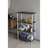 4 Katlı Çevir Kur Metal Gövdeli Banyo Rafı | Çok Amaçlı Düzenleyici | Organizer Stand Banyo Dolabı Antrasit