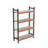 4 Katlı Dekoratif Midi Rack - Ekonomik Depo,Arşiv, Kiler Rafı Siyah-Turuncu 46X90 Cm 150 Cm